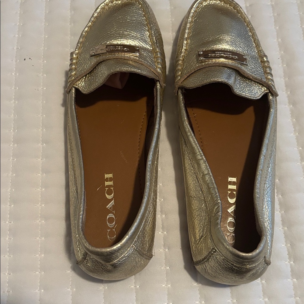 Coach Gold Leather Loafers